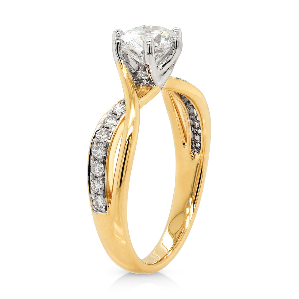 18ct Yellow Gold Lab Grown Diamond Split Swirl Shoulder Ring