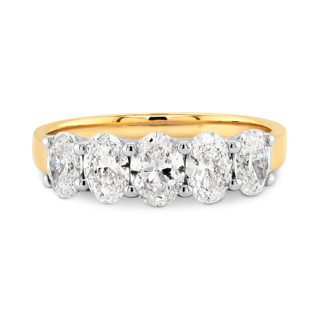 9ct Yellow Gold Oval Lab Grown Diamond Row Ring TDW 1.51CT