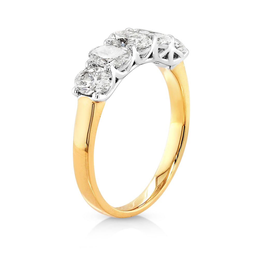 9ct Yellow Gold Oval Lab Grown Diamond Row Ring TDW 1.51CT