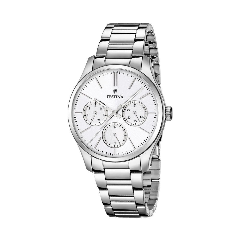 Festina Stainless Steel White Dial Multi-Function Watch F168