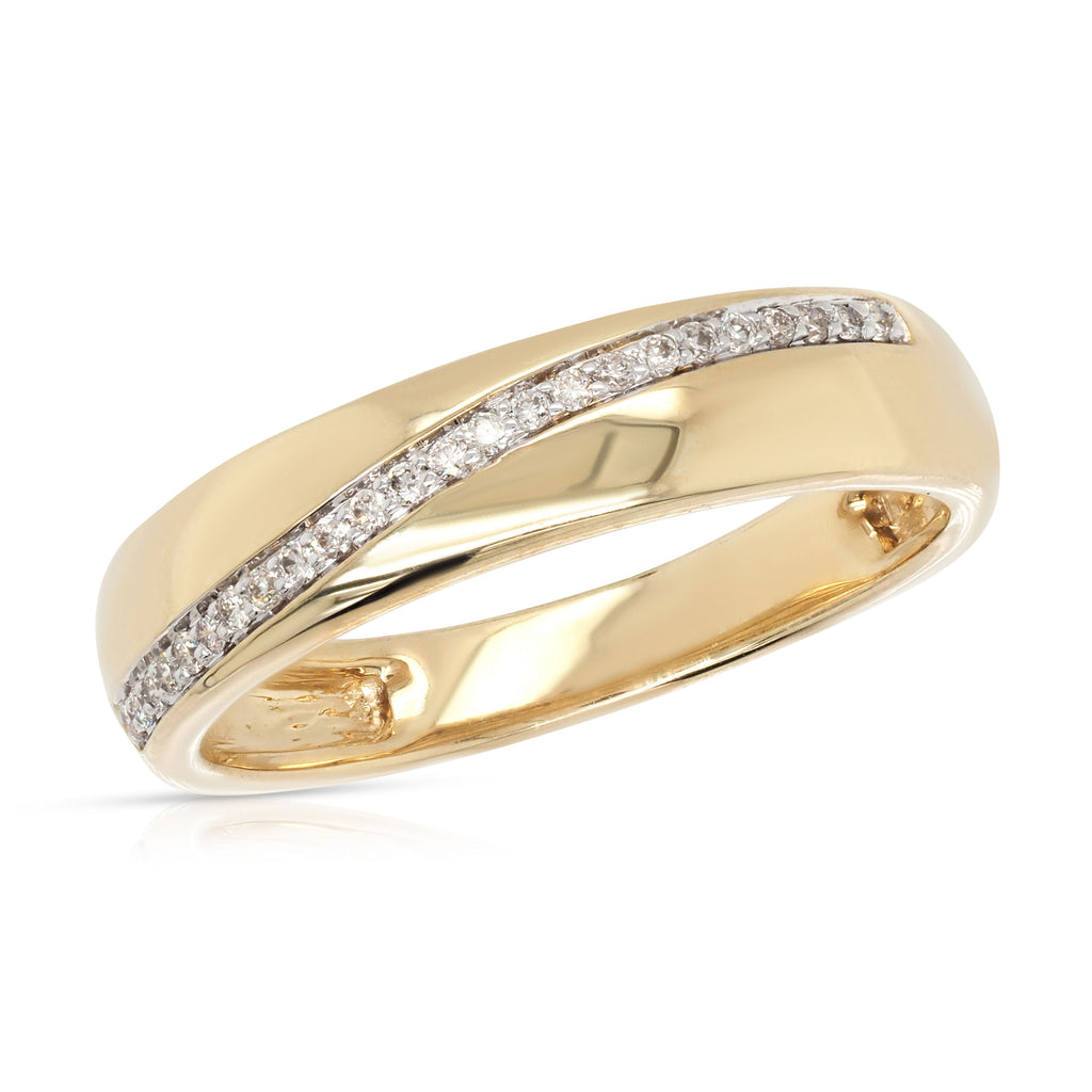 9ct Yellow Gold Diagonal Grain Set Diamond Tapered Band TDW