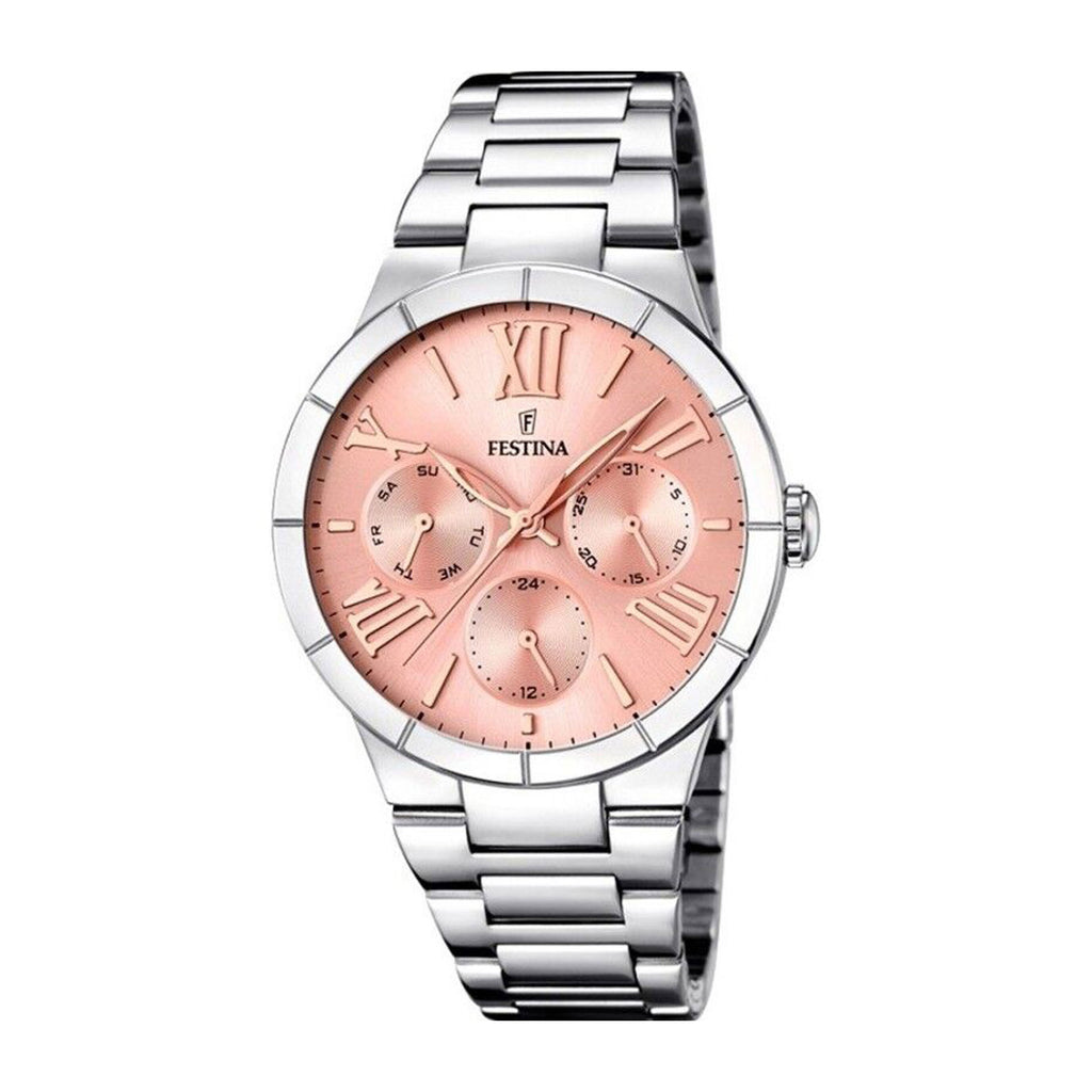 Festina Pink Dial Stainless Steel Rose Gold Dial Watch F1671