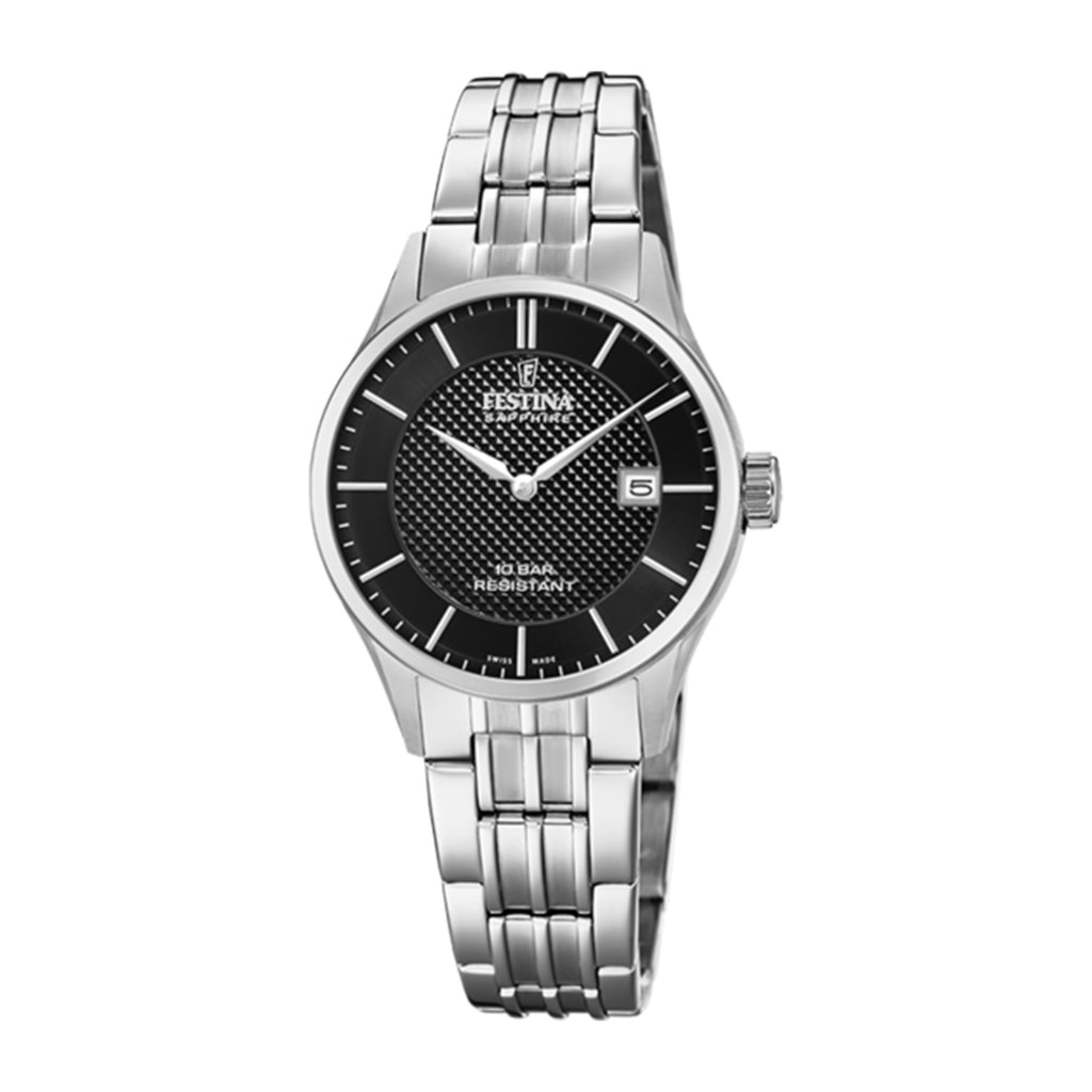 Festina Swiss Made Stainless Steel Black Dial Watch F20006-4