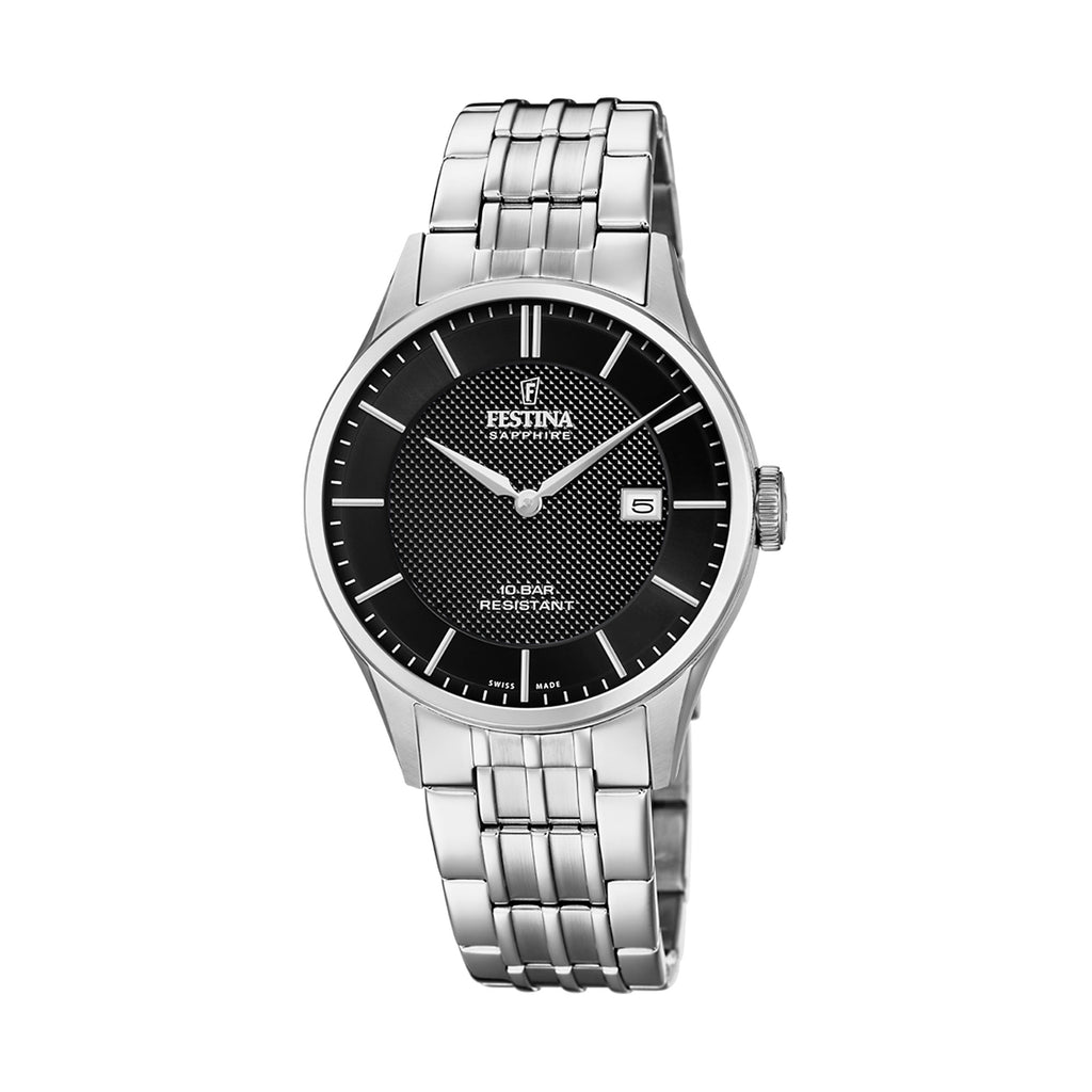 Festina Swiss Made Black Dial Stainless Steel Watch F20005-4