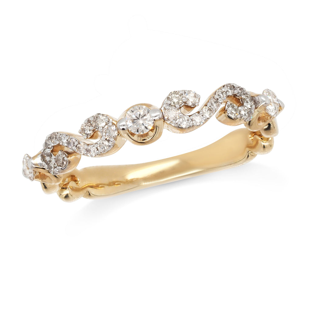 9ct Yellow Gold Diamond Grain Set 'S' Shaped Diamond Band TD