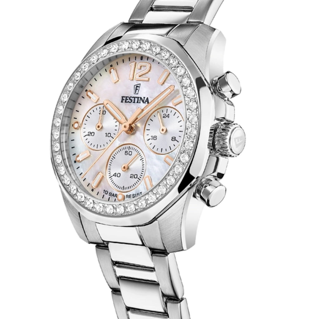 Festina Chronograph Mother Of Pearl Stainless Steel Watch F2