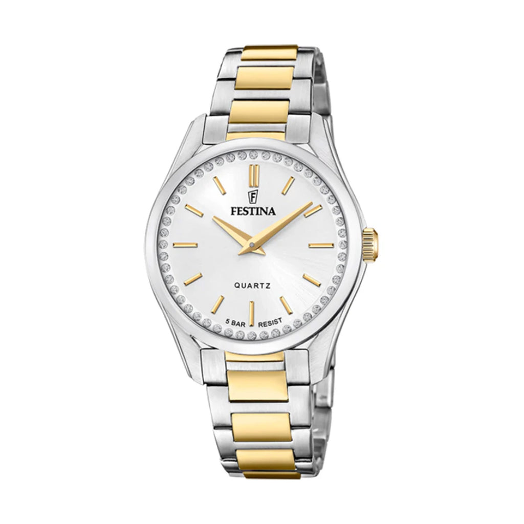 Festina Two-Tone Stainless Steel Crystal Analogue Watch F206