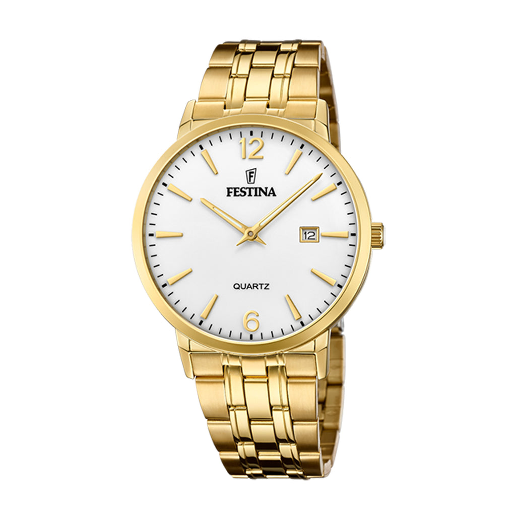 Festina Gold-Tone Classic White Dial Dress Watch F20513-2