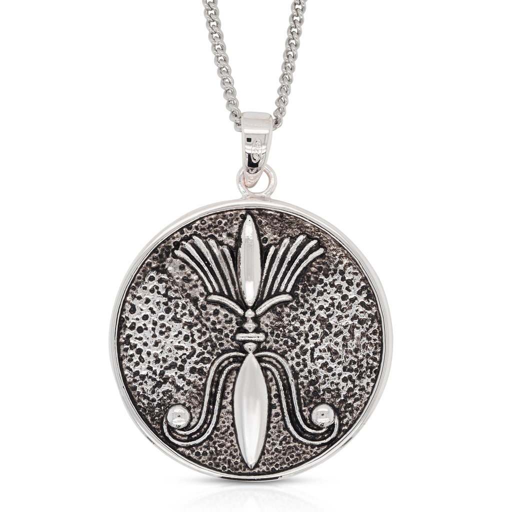 Sterling Silver Phoenix Egyptian Style 25mm Round Pendant