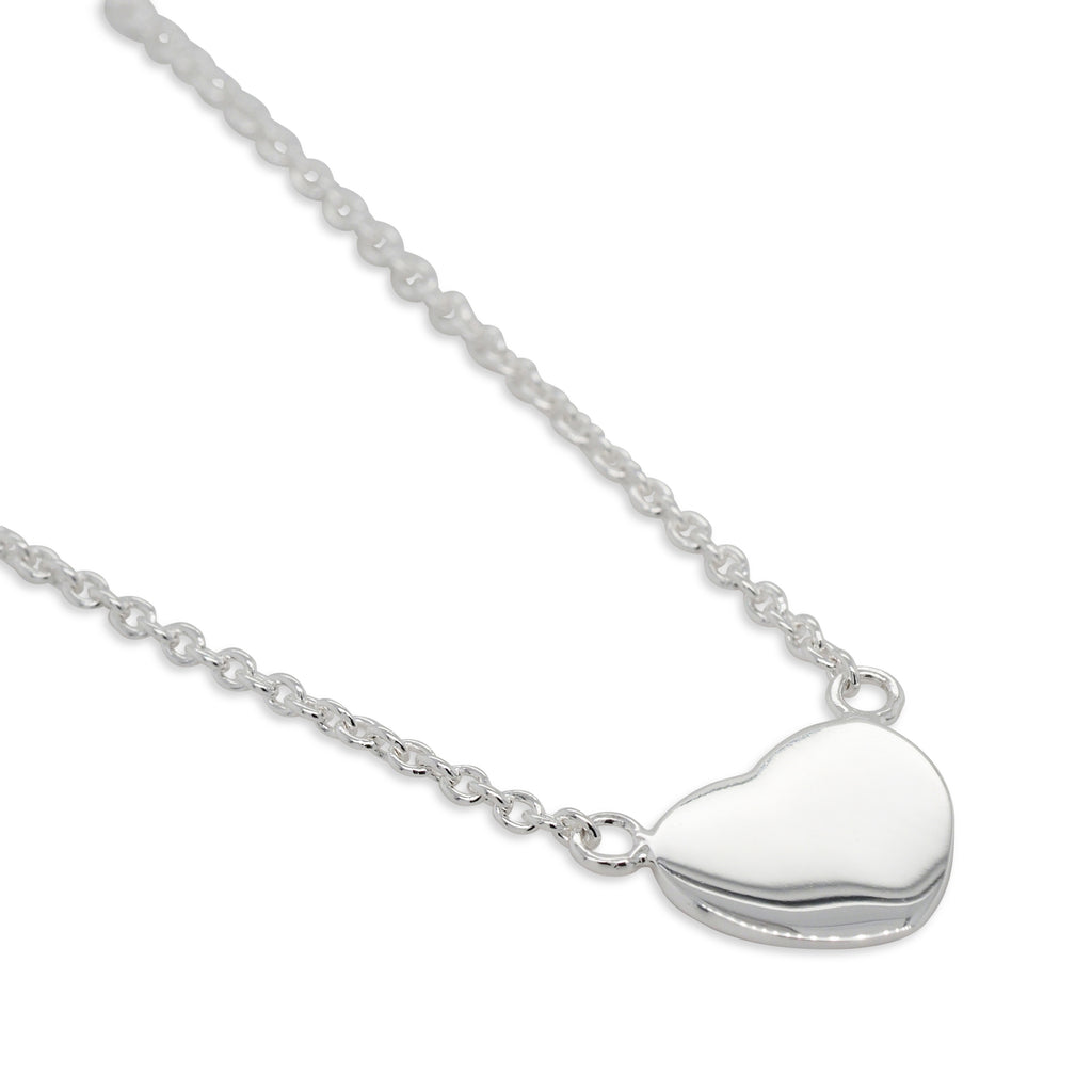 Sterling Silver 10mm Plain Heart Trace Chain Necklet