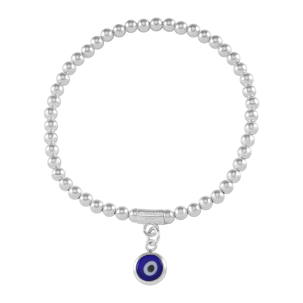 Von Treskow Sterling Silver Evil Eye Stretch Ball Bracelet E