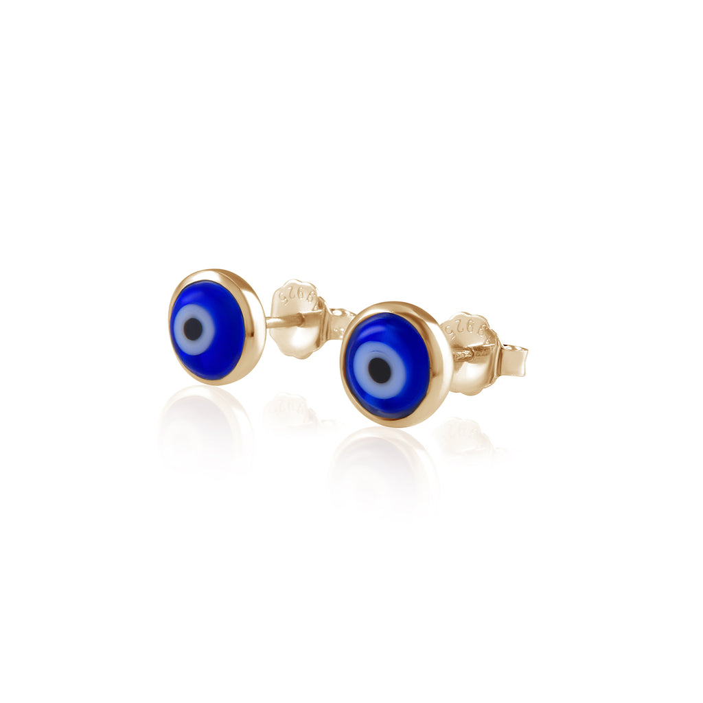 Von Treskow Gold Tone Blue Evil Eye Bezel Set Studs EYE01-Y