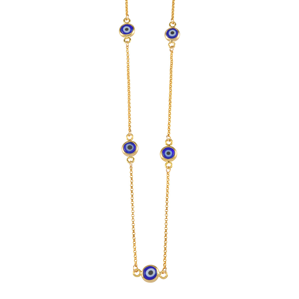 Von Treskow Gold Filled Blue Evil Eye Cable Chain Necklet EY