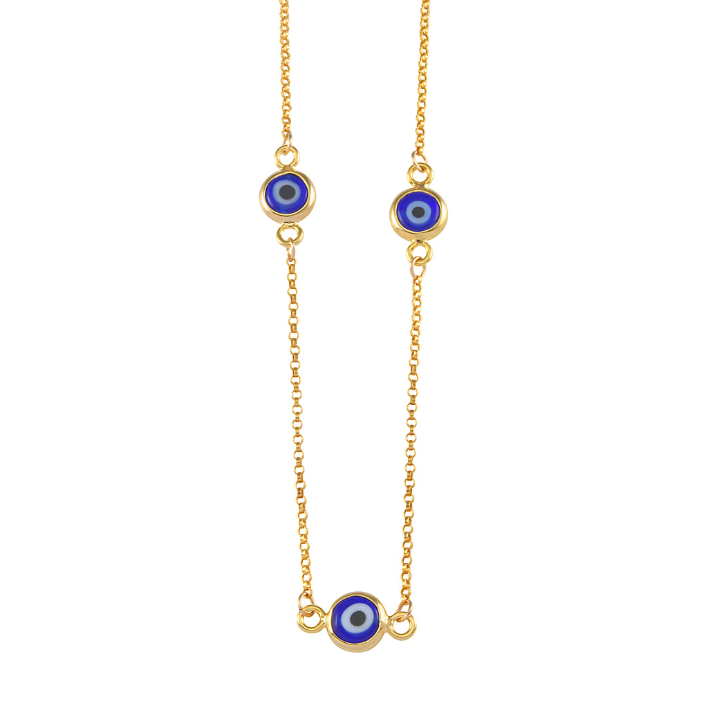 Von Treskow Gold Filled Blue Evil Eye Cable Chain Necklet EY