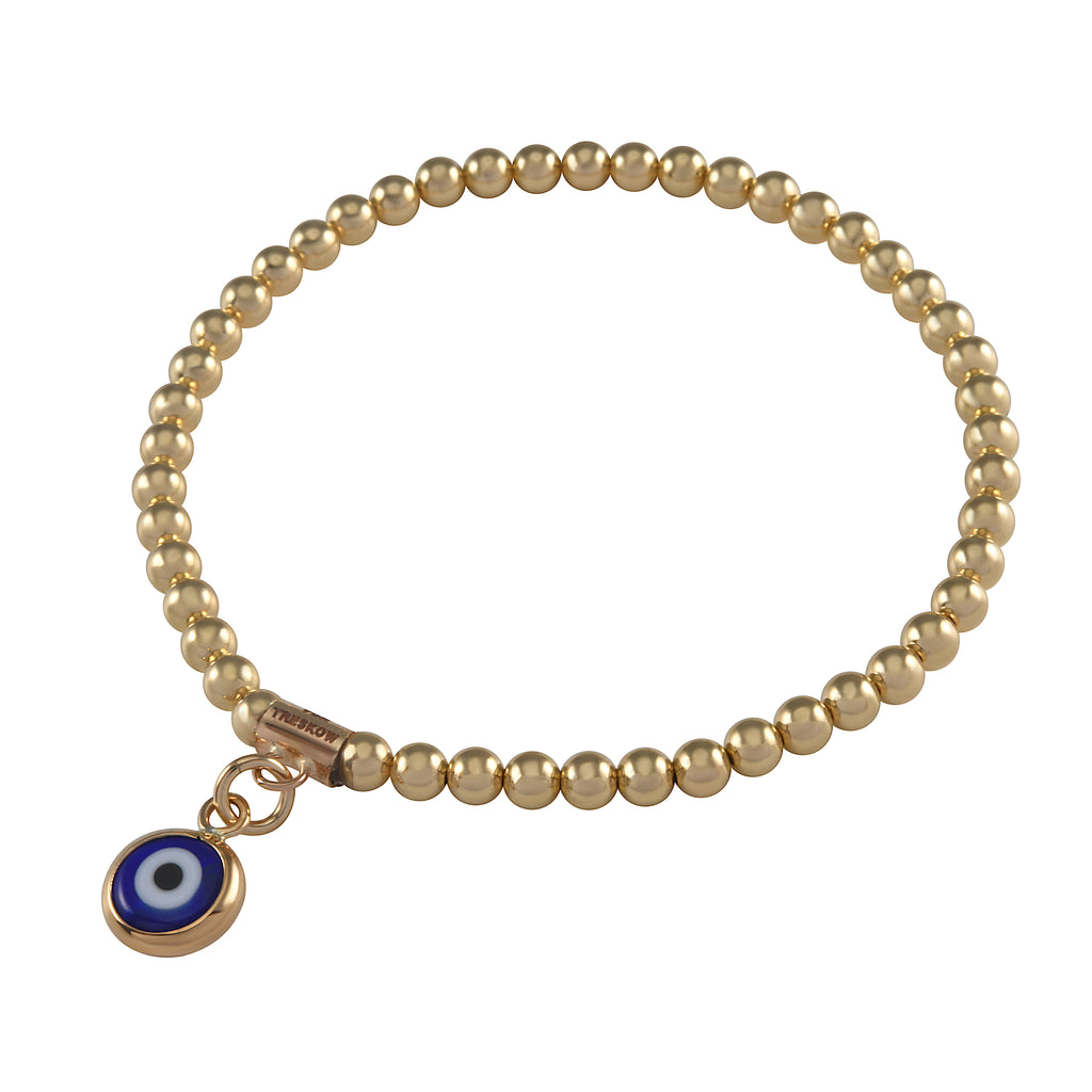 Von Treskow Gold Tone Evil Eye Stretch Ball Bracelet EYB06-Y