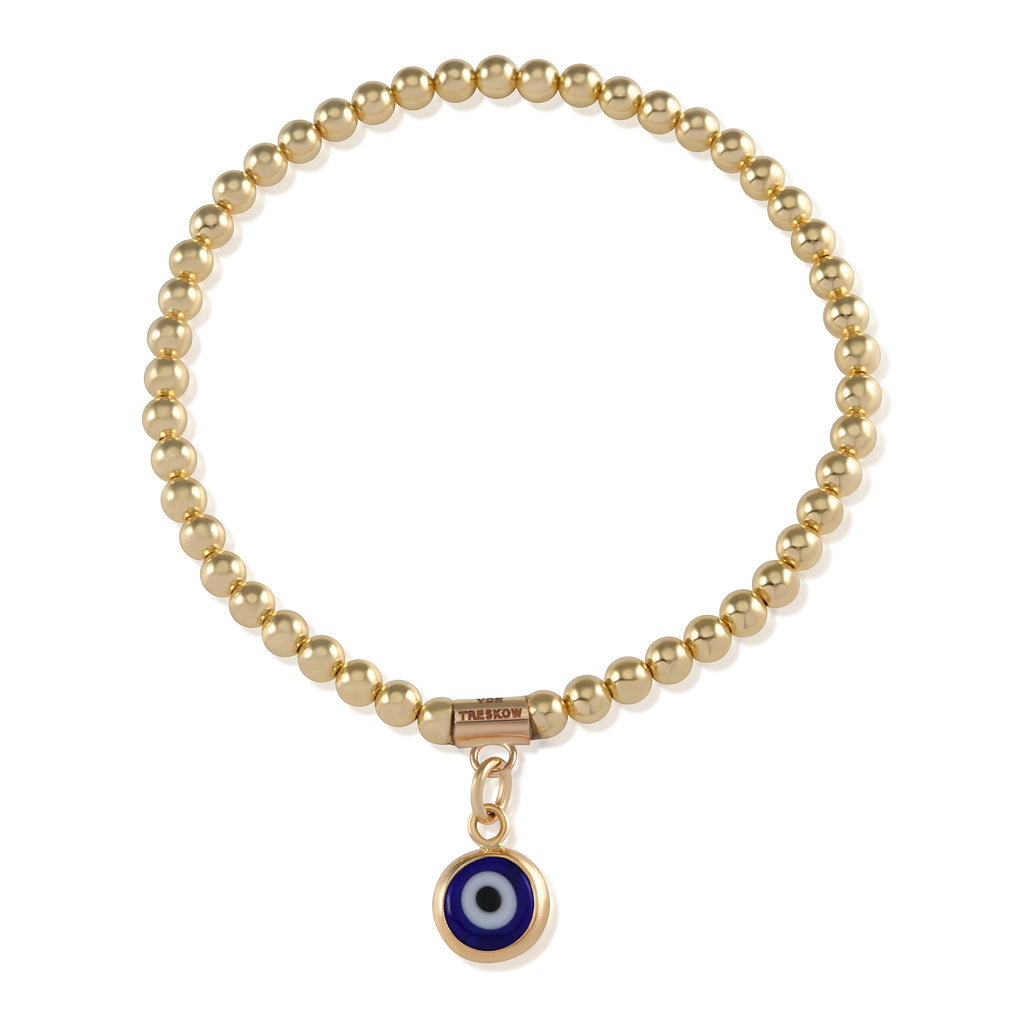 Von Treskow Gold Tone Evil Eye Stretch Ball Bracelet EYB06-Y