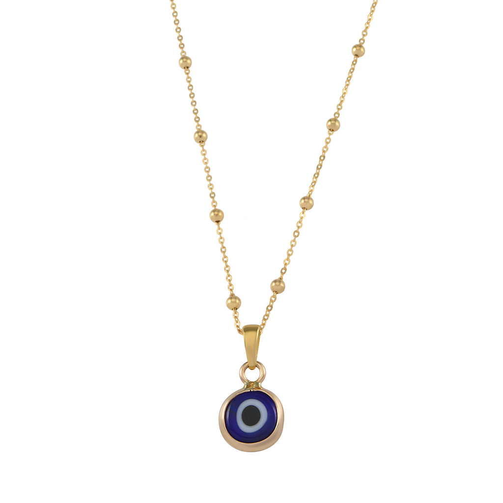 Von Treskow Gold Tone Blue Evil Eye Pendant On Rosario Chain