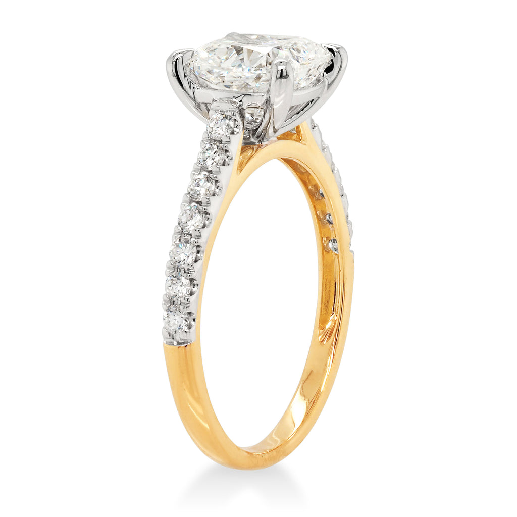 18ct Yellow Gold Lab Grown Cushion Cut Engagement Ring TDW 2