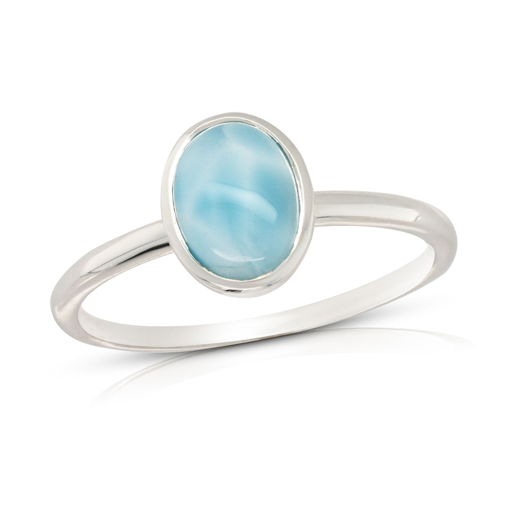 Von Treskow Sterling Silver Oval Larimar Ring LARR04