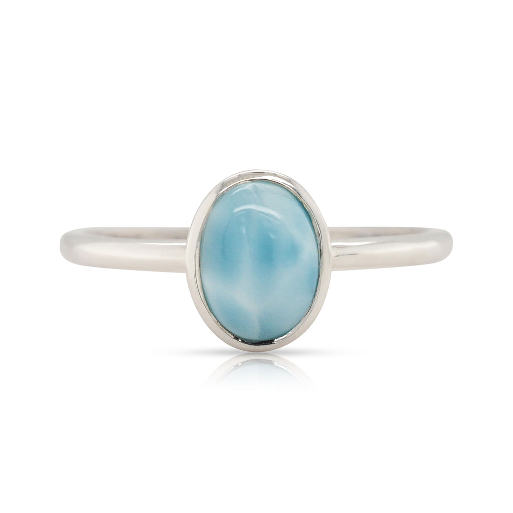 Von Treskow Sterling Silver Oval Larimar Ring LARR04