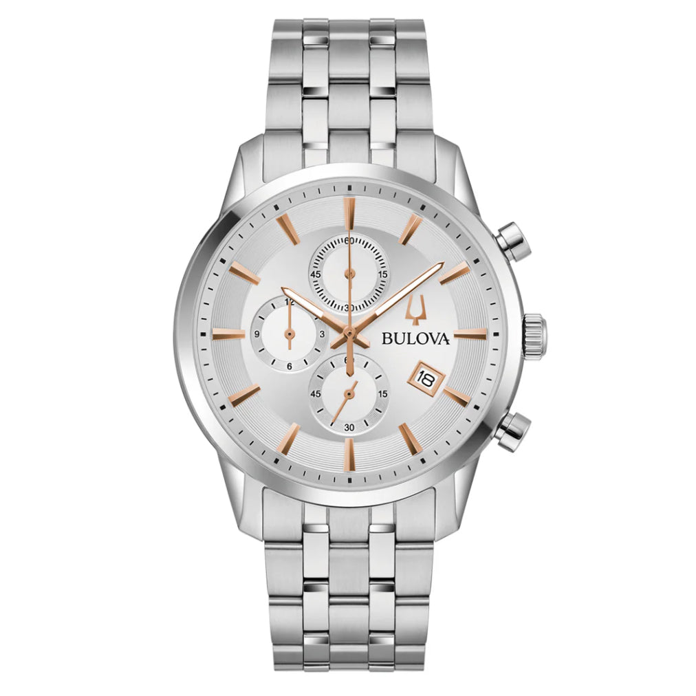 Bulova Classic Sutton Stainless Steel Rose Gold Accents 96B4