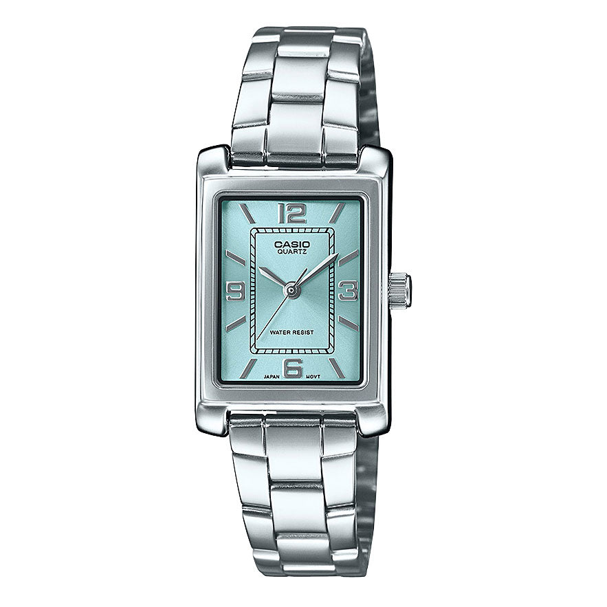 Casio Analogue Aqua Dial & Silver-Tone Bracelet Watch LTP123