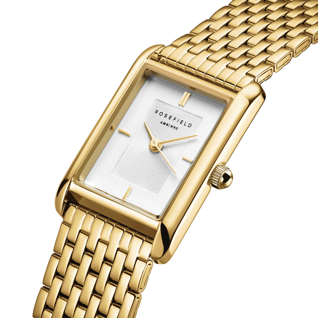 Rosefield Heirloom Rectangular Dial Gold Tone Watch HWGSG-H0