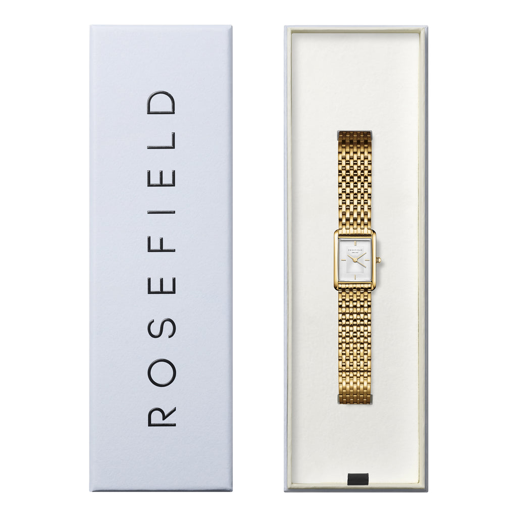 Rosefield Heirloom Rectangular Dial Gold Tone Watch HWGSG-H0