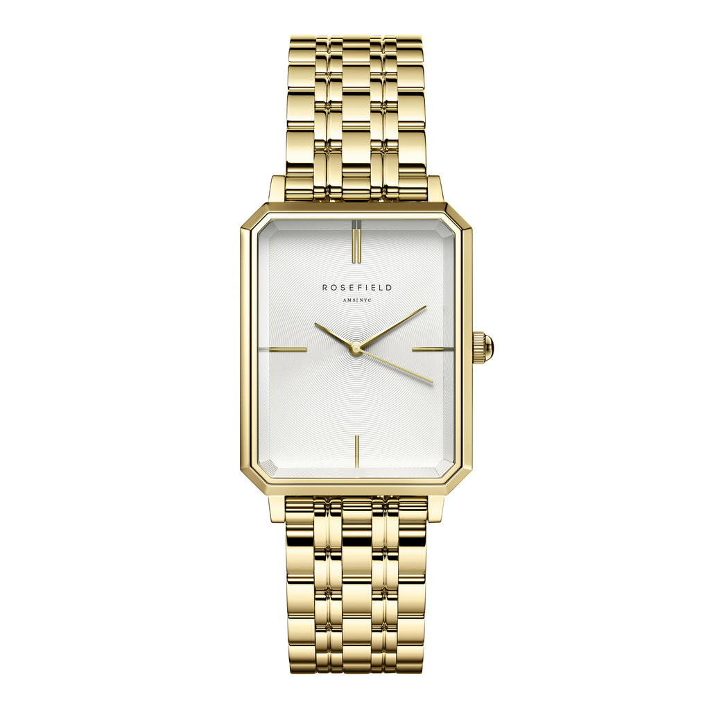 Rosefield Octagon White Dial Gold Tone Watch OCWSG-O40