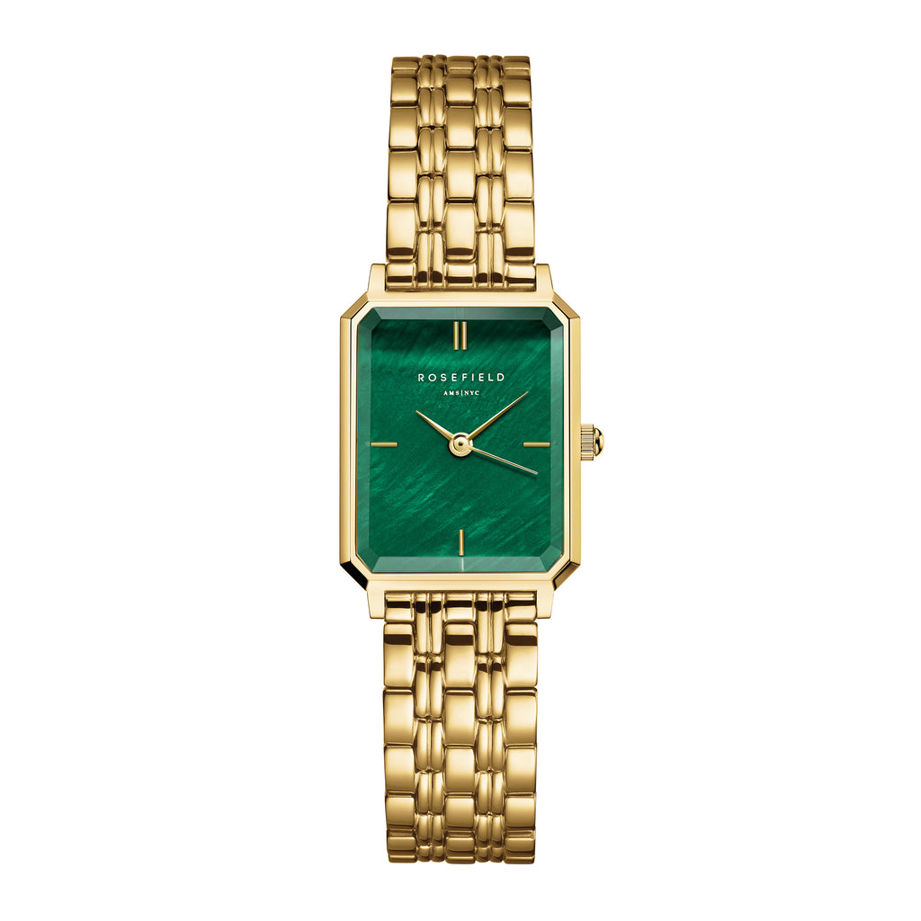 Rosefield Octagon XS Emerald Dial Gold Tone Watch OEGSG-O79