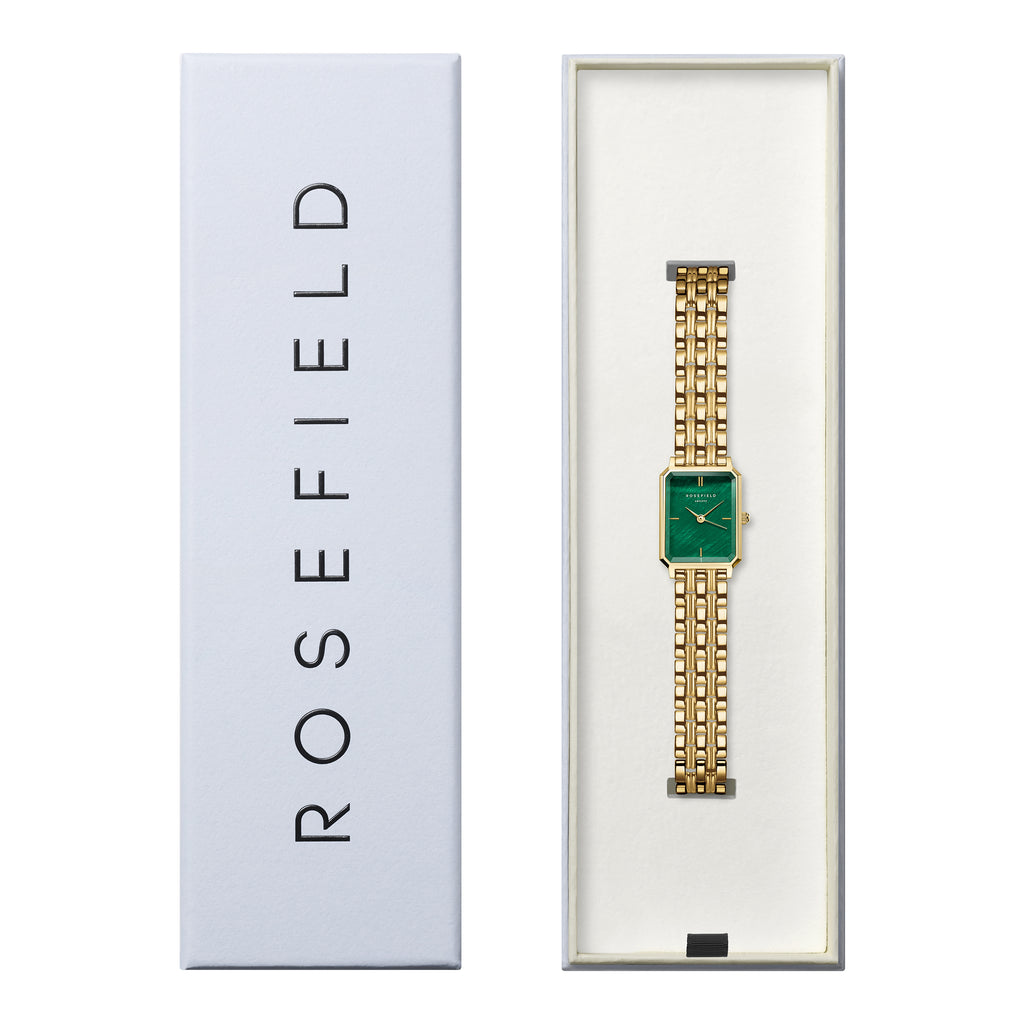 Rosefield Octagon XS Emerald Dial Gold Tone Watch OEGSG-O79