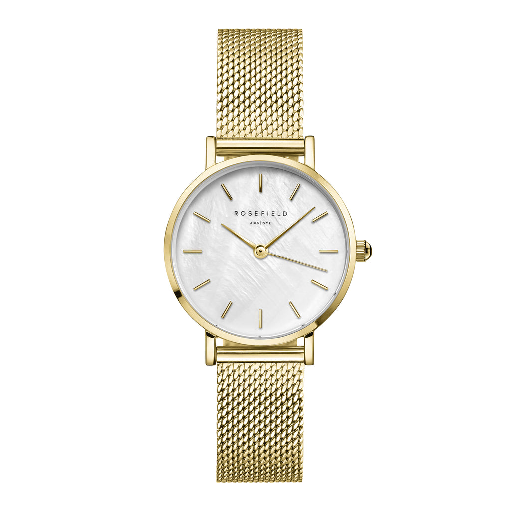 Rosefield Small Edit Round Dial Gold Tone Mesh Watch SMGMG-S