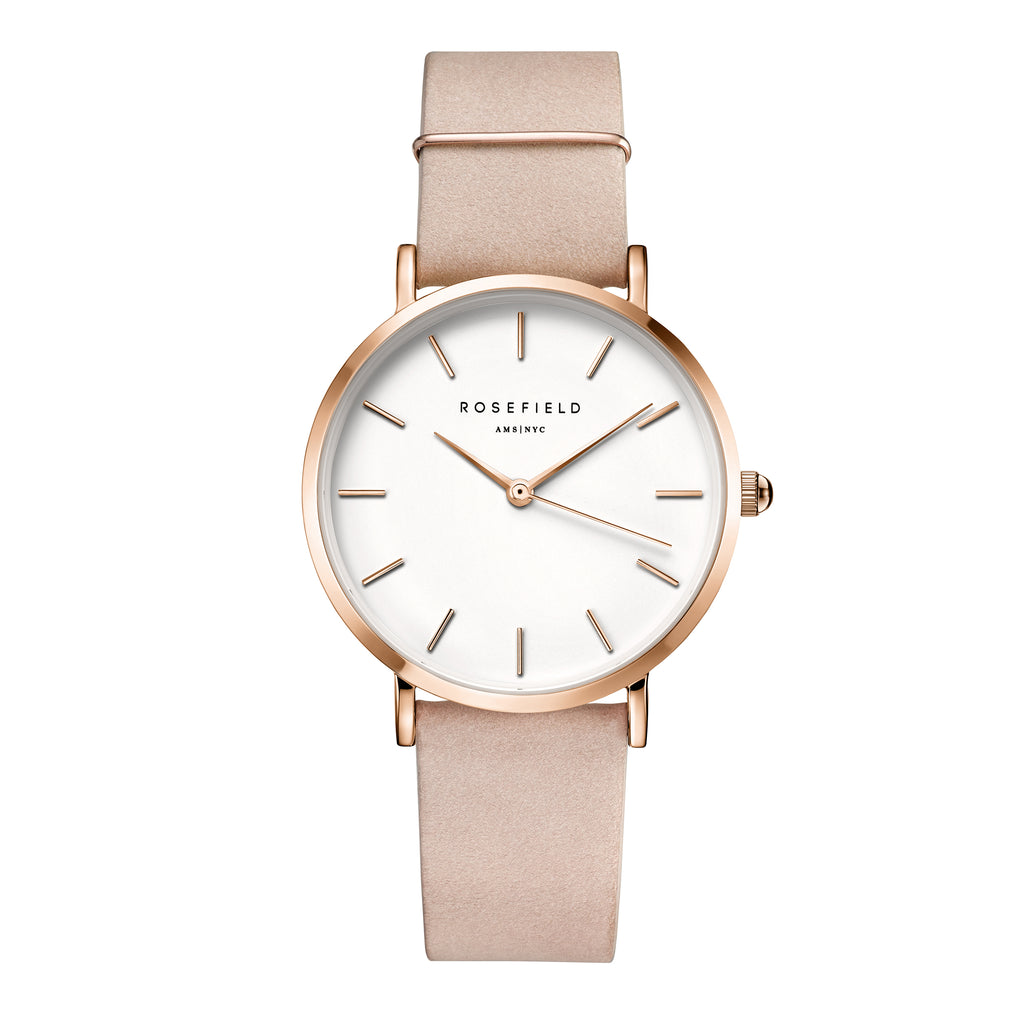 Rosefield West Village Pink Strap Mother of Pearl Dial Watch