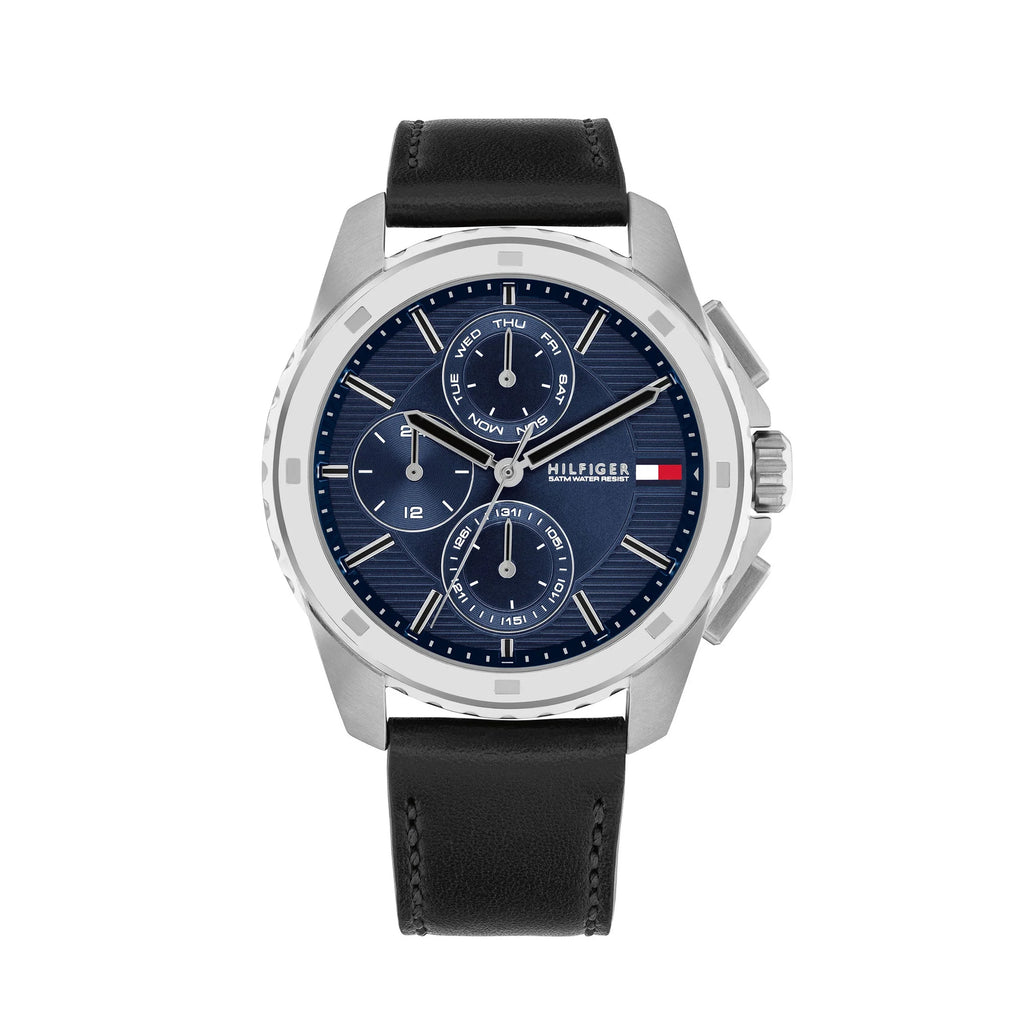 Tommy Hilfiger 'Walker' Black Leather Navy Dial Watch 171061