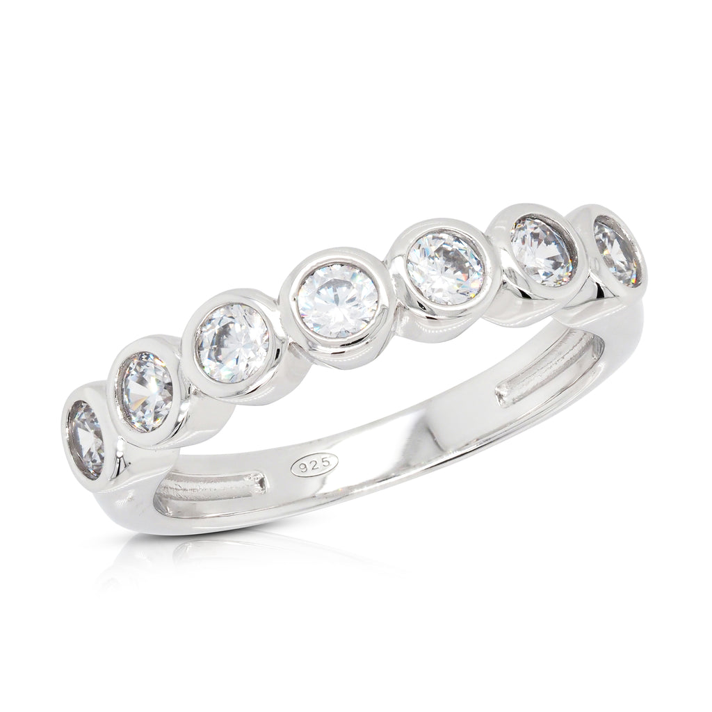 Sterling Silver Cubic Zirconia Row Bezel Set Band