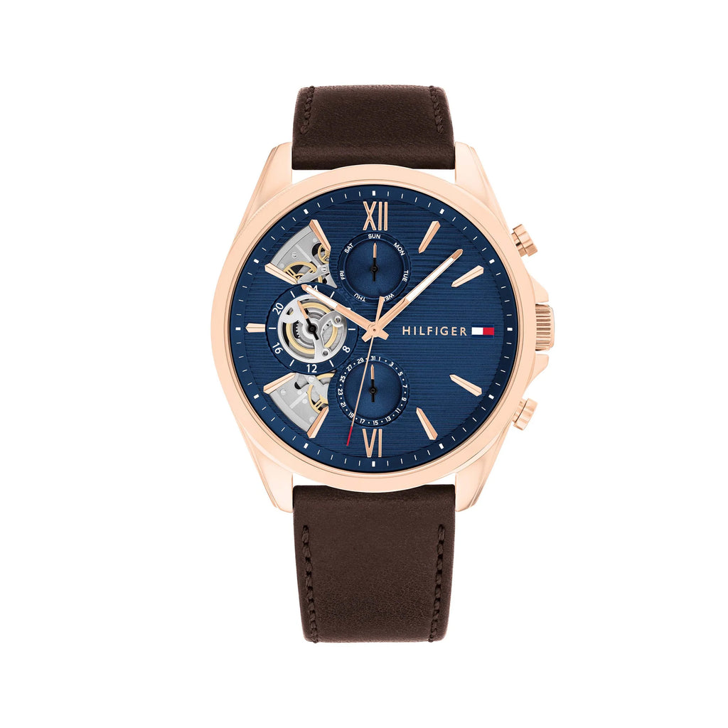 Tommy Hilfiger Baker Multi-Function Rose-Tone Leather Watch