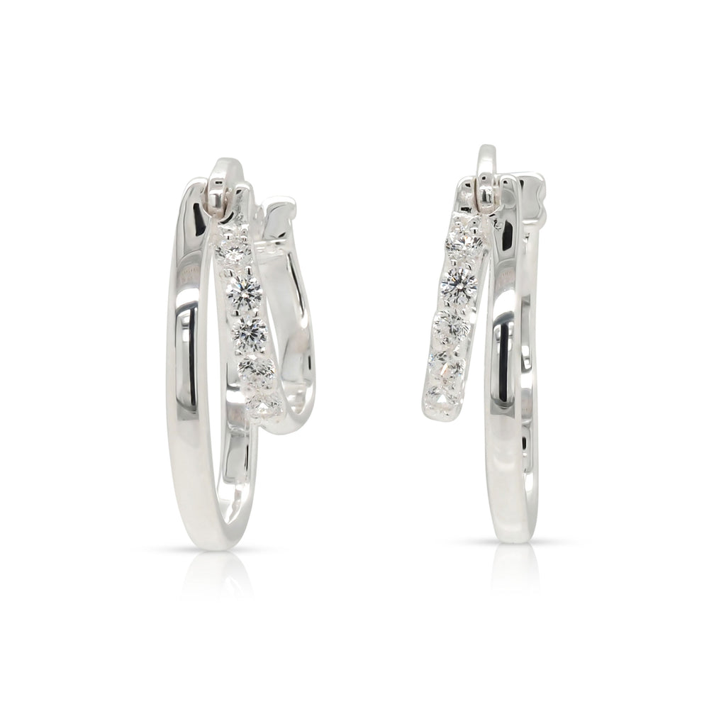 Sterling Silver Cubic Zirconia Double Hoop Earrings