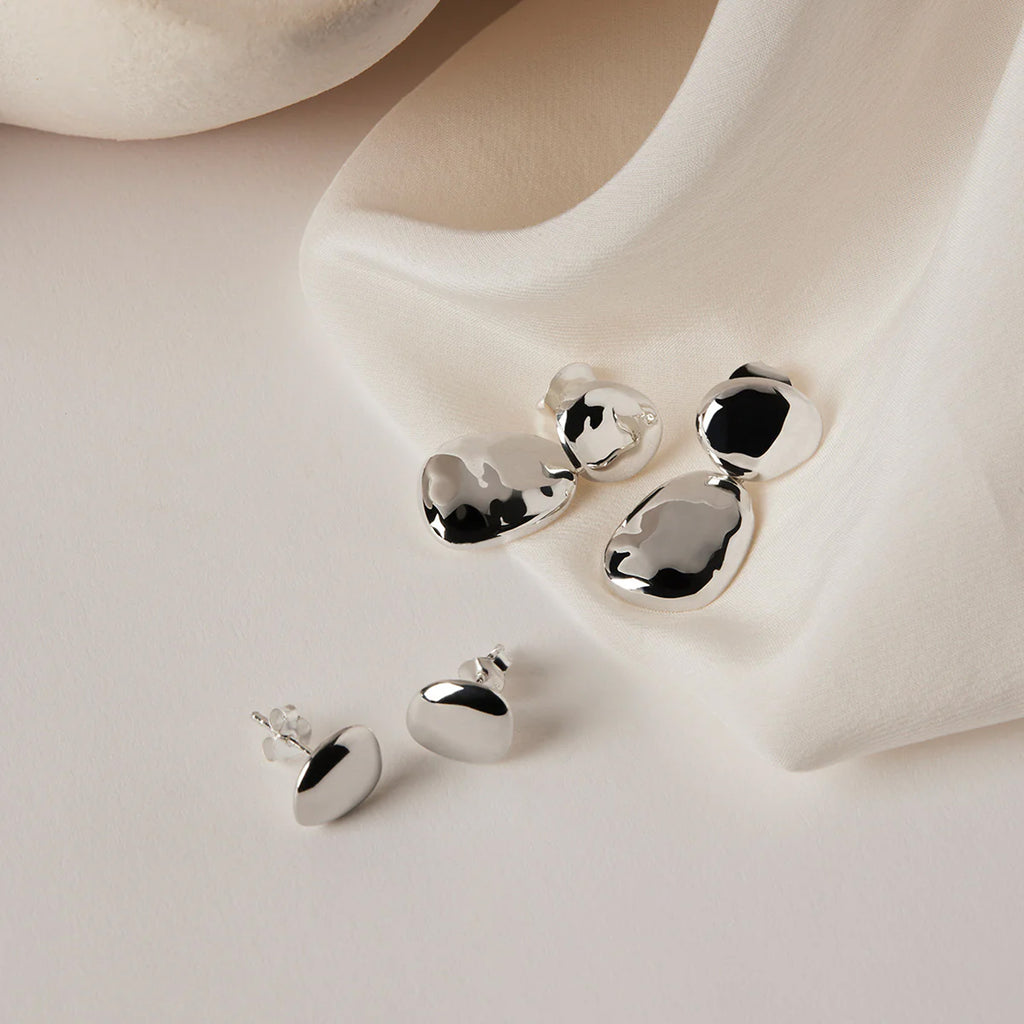 Najo Sterling Silver Double Pebblet Stud Earrings E7136