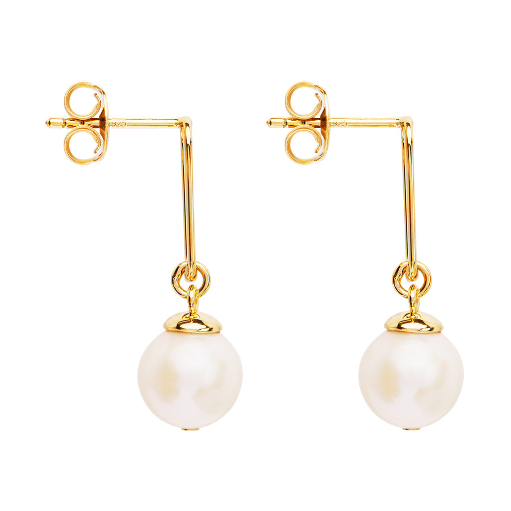 Najo Sterling Silver Gold Plate Enchantress Pearl Drop Earri