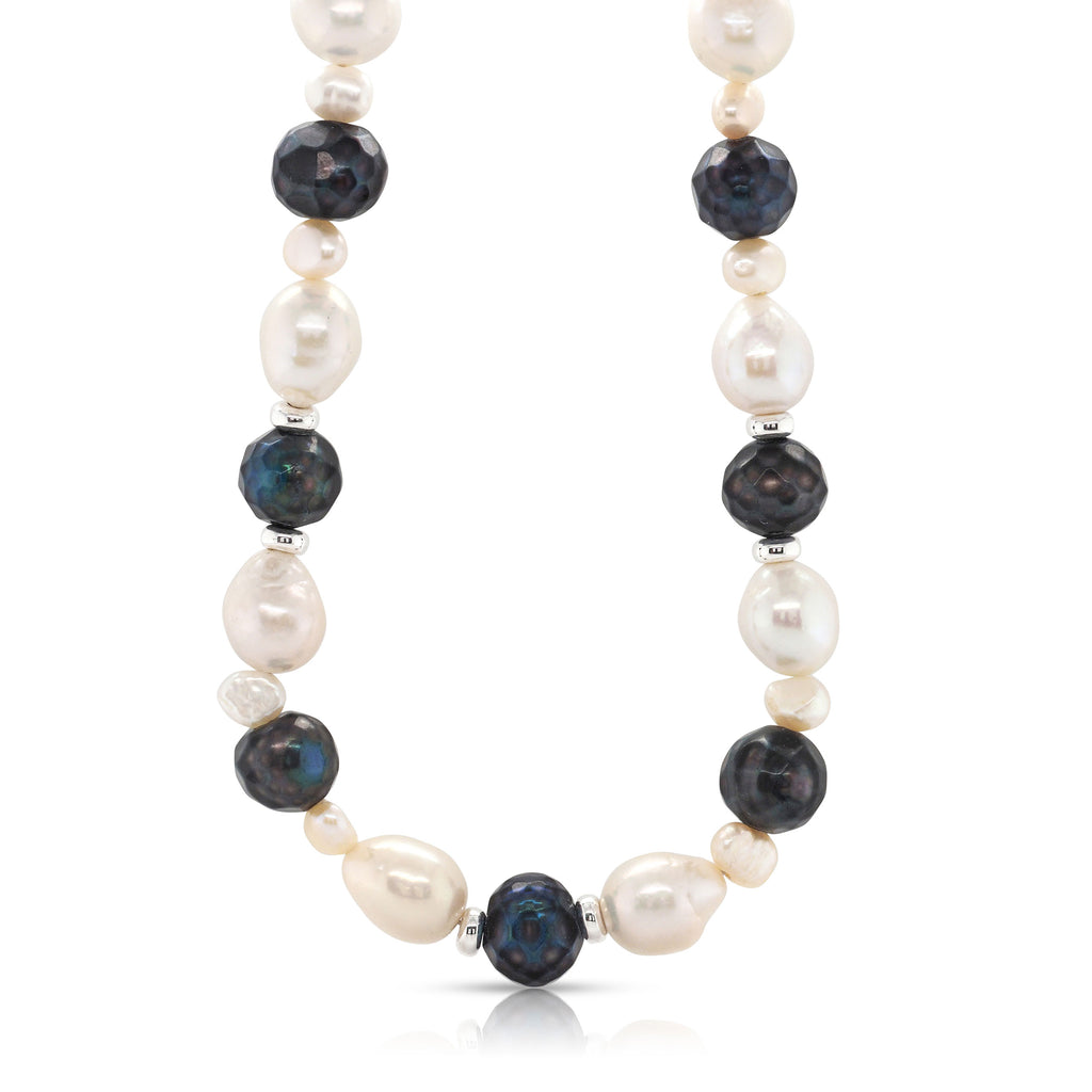 Baroque, Peacock & Freshwater Pearl Sterling Silver Necklet