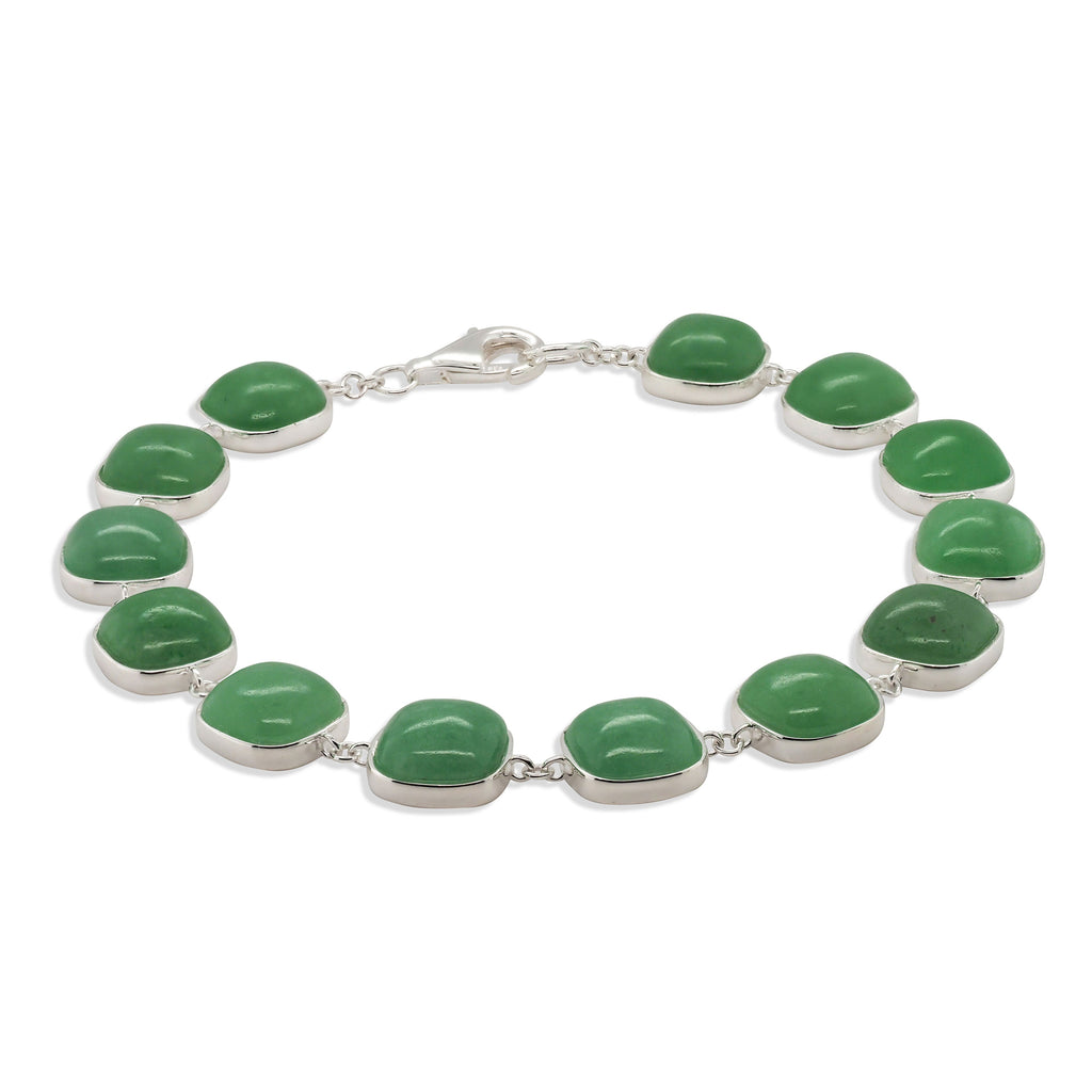 Sterling Silver Cushion Cut Jade Bracelet