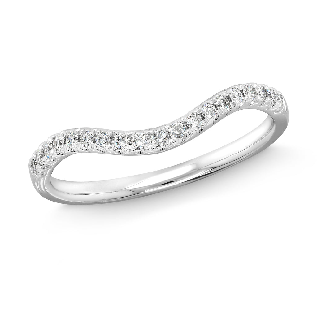 18ct White Gold Diamond Curved Wedding Band TDW 0.15CT