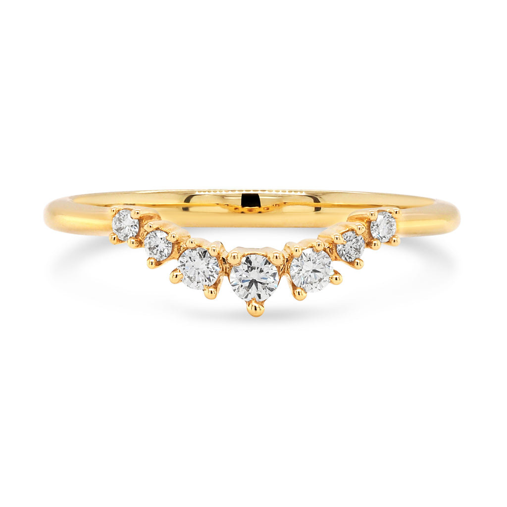 18ct Yellow Gold Brilliant Cut Diamond Curved Wedding Band T