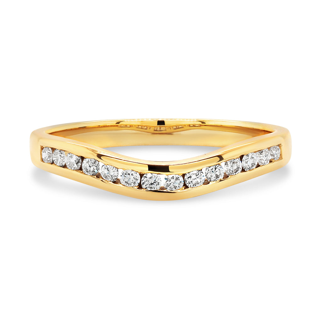 18ct Yellow Gold Channel Set Diamond Curved Wedding Ring TDW