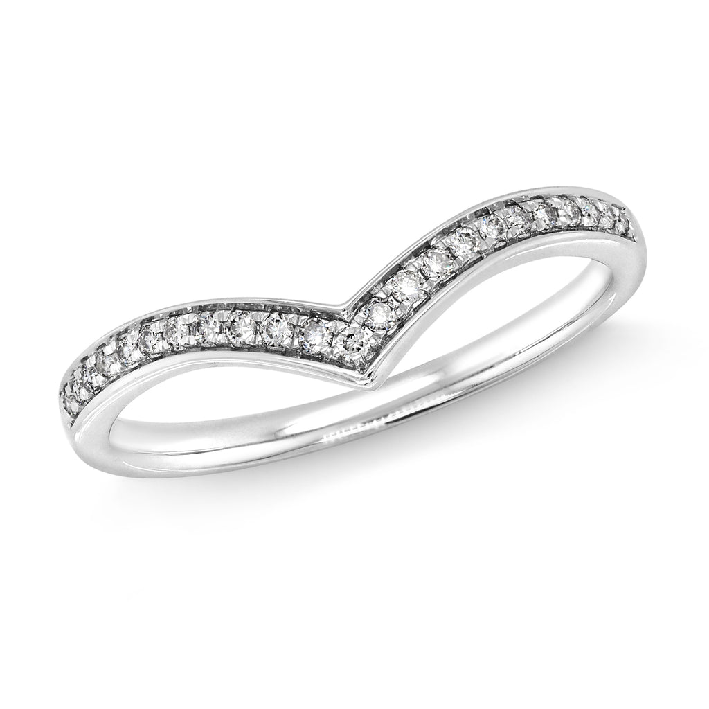 9ct White Gold Diamond Grain Set Wishbone Wedding Band TDW 0