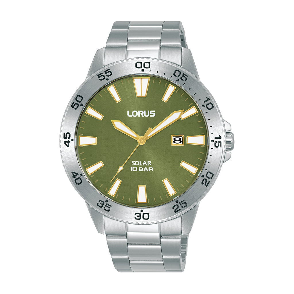 Lorus Solar Sports Analogue Olive Green Watch RX343AX-9