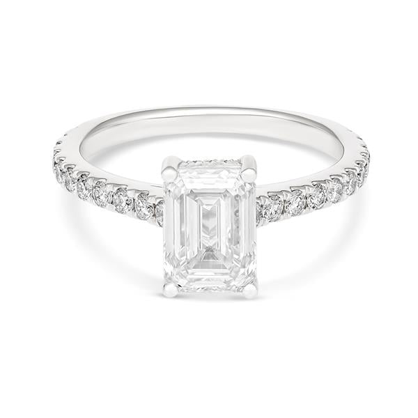 Evergem 9ct White Gold Emerald Cut Cubic Zirconia Ring R10-0