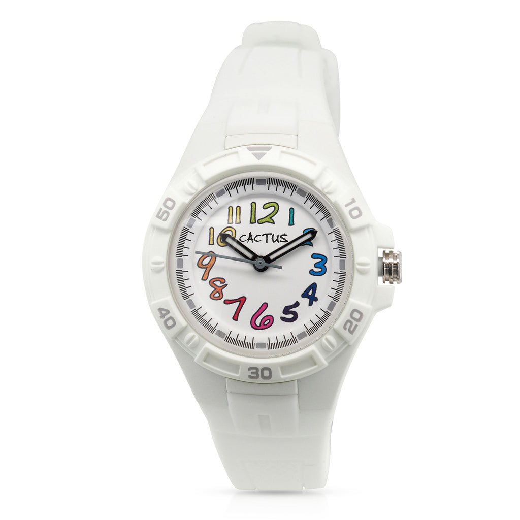 Cactus White Strap & Rainbow Dial Children's Watch CAC145M11