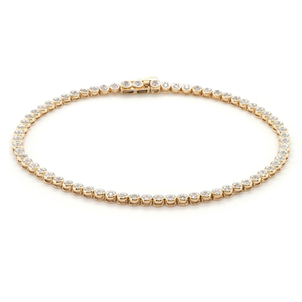 9ct Yellow Gold Diamond Tennis Bracelet