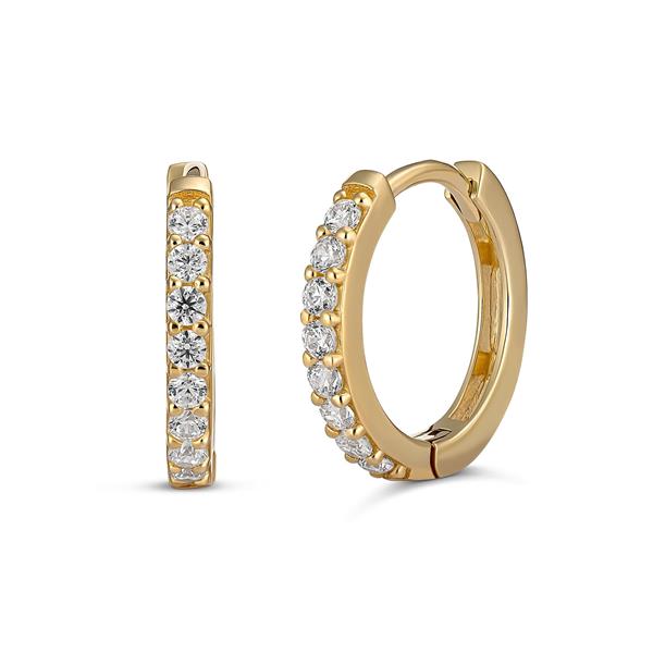 Evergem 9ct Yellow Gold  9mm Cubic Zirconia Huggies E10-0014